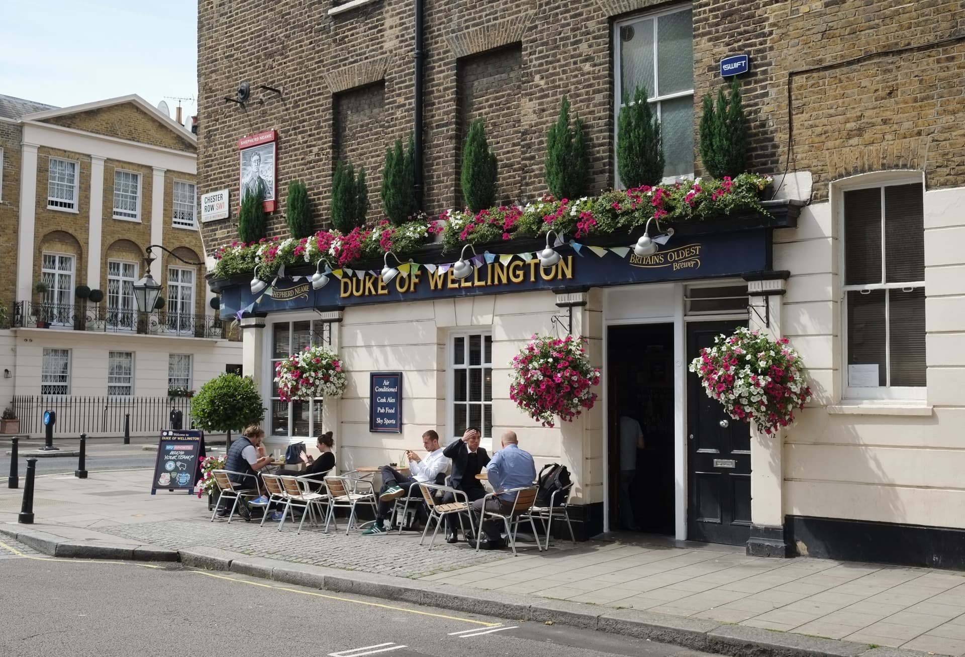 A traditional London pub on a quiet street in the evening