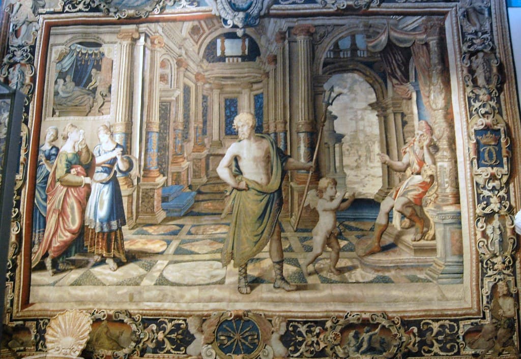 Visitors looking at contemporary sculpture in a museum gallery